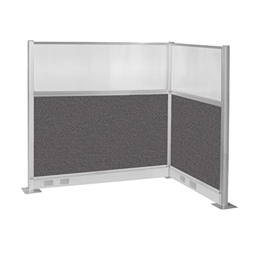 Versare Pre-Configured Hush Panel Electric Cubicle | Workstation Divider Walls | Cubicle Privacy Panels | Office Partition Walls - color: Charcoal Gray, size: 6' x 4' L-Build W/ Window