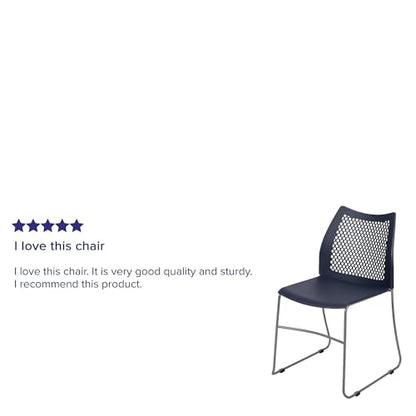 Flash Furniture Hercules Series Contoured Lobby Chairs with Air-Vent Honeycomb Backs, Ergonomic Stacking Chairs for Offices, Set of 5, Navy | Sled Base, Powder Coated, 661 LBS. Weight Capacity - color: Navy, size: Set of 5