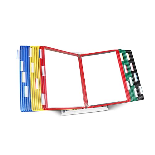 Tarifold Desktop Reference Organizer & Display System, 30 Double-Sided Pockets, 60 Sheet Capacity, Expandable, Durable Steel Wire Frames, Letter Size, Made in France, Assorted Colors - color: Assorted Colors (Blue, Red, Yellow, Green, Black), size: 30 Poc