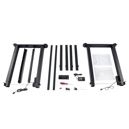 Electric 4-Leg Dual Motor Standing Desk Frame | Height Adjustable Standing Desk Frame | No Desktop | Anti-Collision Detection Stand Up Desk Frame Workstation | Black Frame Only