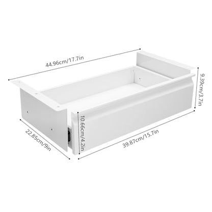 16in Under Desk Mounted Sliding Pull-out Drawer without Shell for Office Desk, Pull-out Drawer Storage Organizer for Sit Stand Workstation Store Keyboard, Mouse, White 15.7 * 9 * 3.7in
