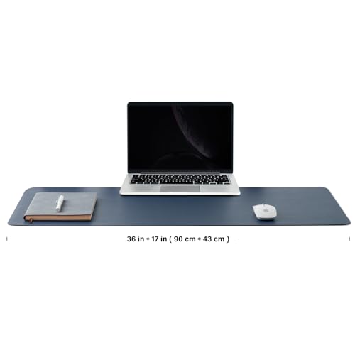 Cork Desk Mat - Dual-Sided Desk Pad for Office and Home - Desk Organization and Accessories - Ideal for Large Mouse Pad and Desk Mats on Top of Desks(Dark Blue,90cmx 43cm) - color: Dark Blue, size: 36" x 17"