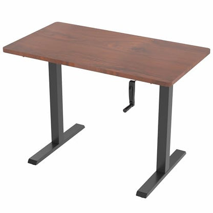 VIVO Manual Height Adjustable 43 x 24 inch Stand Up Desk, Dark Walnut Solid One-Piece Table Top, Black Frame, Standing Workstation with Foldable Handle, DESK-KIT-MB4D - color: Dark Walnut Top / Black Frame, size: 43" x 24"