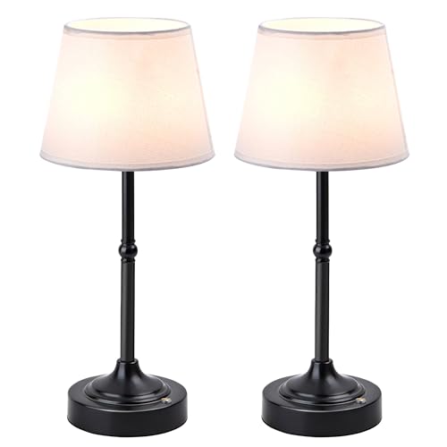 LUTEC 2 Pack Cordless Table Lamp, Battery Operated Lamp with 3 Color Temps and Stepless Dimming, 5200mAh Portable Rechargeable Table Lamp for Restaurant/Bedroom/Bars/Outdoor (Black) - color: Black, size: 2 Pack
