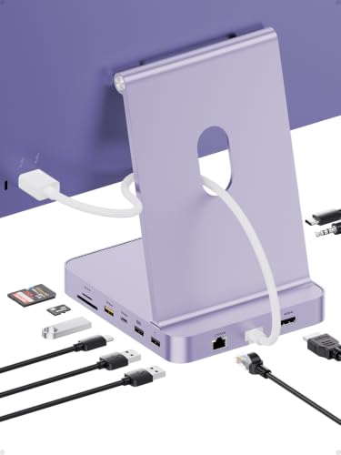 11-in-1 USB C Hub for iMac 24" M1/M3/M4 with M.2 NVMe 4TB SSD Enclosure | PULWTOP Alloy iMac Hub with HDMI 4K@60Hz, 2.5G Ethernet, 5 USB A/C 10Gbps, SD/TF, iMac M4 Dock for iMac 24" 2021-2024, Purple - color: iMac Dock- Purple