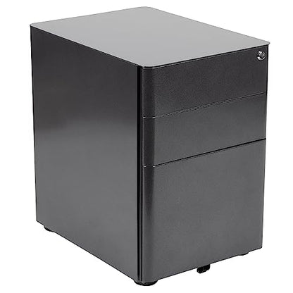 Flash Furniture 3-Drawer Locking Mobile Filing Cabinet, Black - color: Black, style: Modern