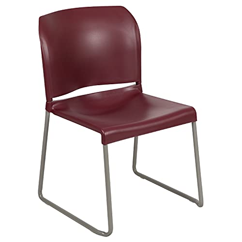 Flash Furniture Hercules Stack Chair, Burgundy | Sled Base, Powder Coated, Contoured, 880 LBS. Weight Capacity - color: Burgundy, size: Set of 1