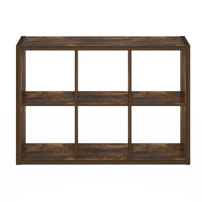 Furinno Cubicle 6-Cube Book Shelf, Extra Thick Frame Bookshelf, Amber Pine - color: Amber Pine, size: 6-Cube