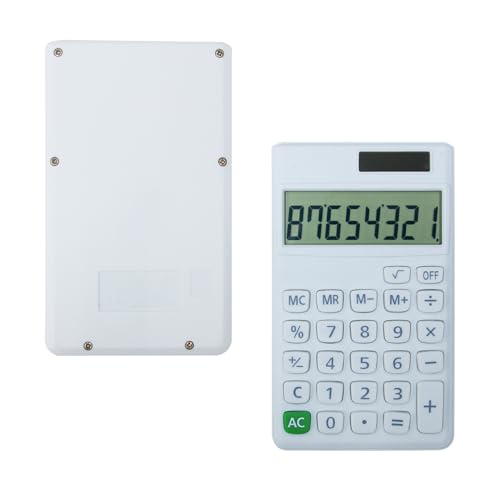Basic Standard Calculators Small Digital Desktop Calculator with 8-Digit LCD Display, Battery Solar Power Smart Calculator Children's School Adult Office Family Standard Functions (8 Bit White) - color: 8 Bit White