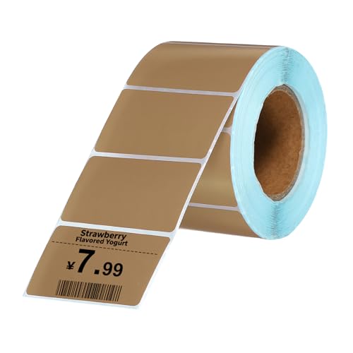 PATIKIL 800 Pcs Thermal Labels, 1.18x2 Inch Thermal Printer Labels Stickers Self Adhesive Tags Rectangle Paper Roll Small for Printer Shipping Label Mailing UPS Barcode Address, Brown - color: Brown, size: 30x50mm
