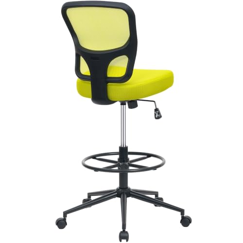 Armless Office Chair, Tall Ergonomic Office Chair for Standing Desk, Adjustable Height Mesh Computer Chair with Foot Ring & Wheels, Rolling Home Office Desk Chair - color: Green