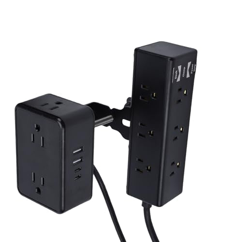 Luocute 17 in 1 Desk Clamp Power Strip, Dual Layer Protector Desktop Mount Power Strip with 13 AC Outlets 2 USB A 2 USB C Ports, 1500W 12A Fast Charging Station for Home Office (US Plug)