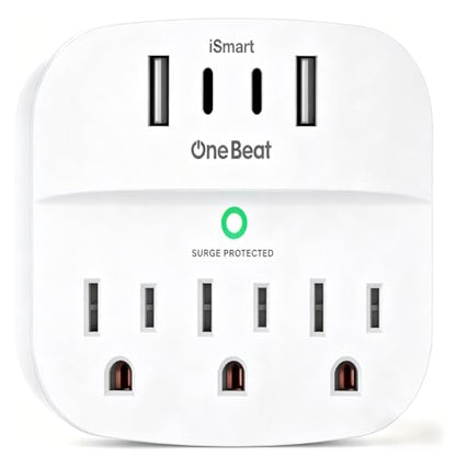 One Beat Multi Plug Outlet Splitter with USB,Surge Protector Outlet 1 Pack - color: White, size: 2c2a, 1 Pack