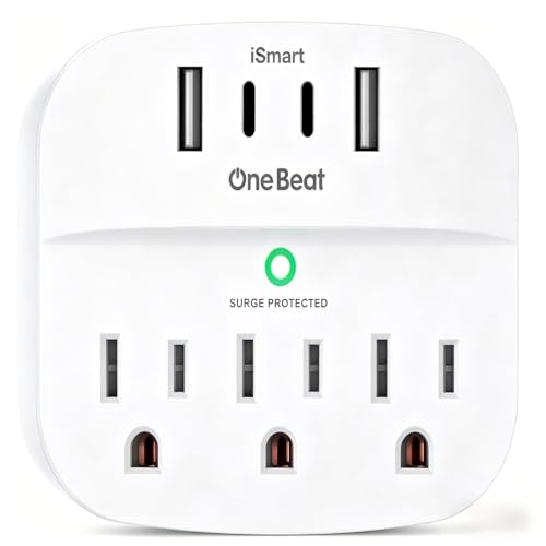 One Beat Multi Plug Outlet Splitter with USB,Surge Protector Outlet 1 Pack - color: White, size: 2c2a, 1 Pack