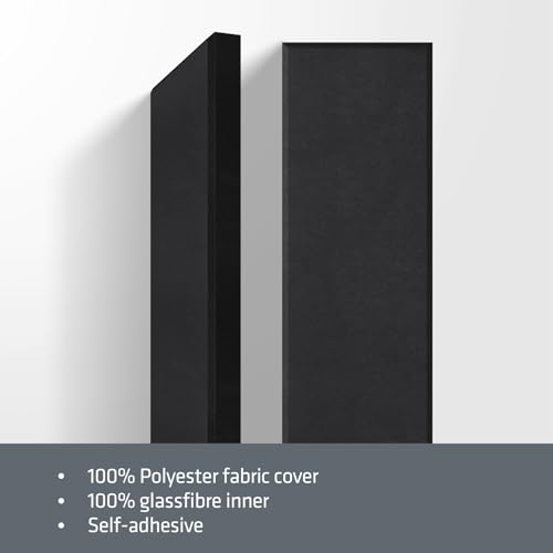 2 Pack Fiberglass Acoustic Panels 48"x12"x2" Soundproof Panels, Black - color: Black