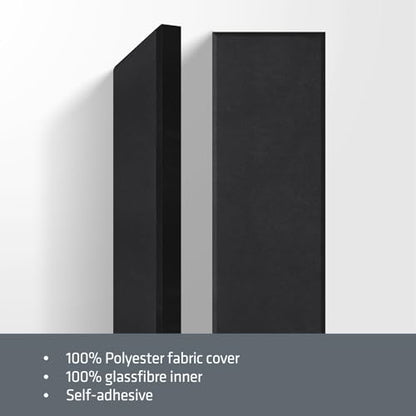 2 Pack Fiberglass Acoustic Panels 48"x12"x2" Soundproof Panels, Black - color: Black