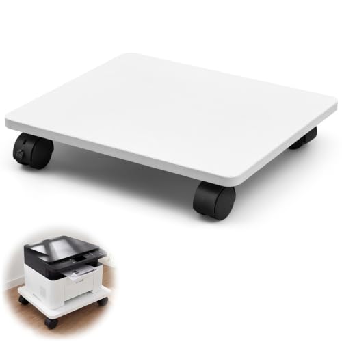 Beeveer 2 Pcs White Under Desk Printer Stand 15.8 x 13.8 x 3.2 Inches - color: White, size: 15.8 x 13.8 x 3.2 Inches