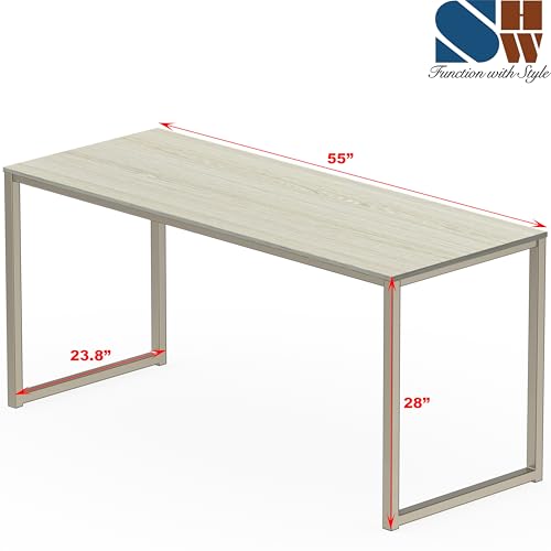 SHW Mission 55-Inch Home Office Computer Desk, Maple - color: Maple, size: 55-Inch