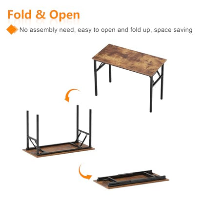 Need Home Office Desk - 62 Inches Large Computer Desk Sturdy Black Table Foldable Desk Gaming Computer Table No Assembly Required Rustic Brown AC5FB(157.5 * 60) | Black Frame Writing Gaming Work Table/Foldable Home Office Desk/Sewing Table, No Assembly Re