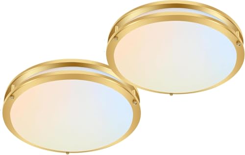hykolity 16 inch Dimmable LED Flush Mount Ceiling Light Fixture,2200LM - color: Gold, size: 16-inch