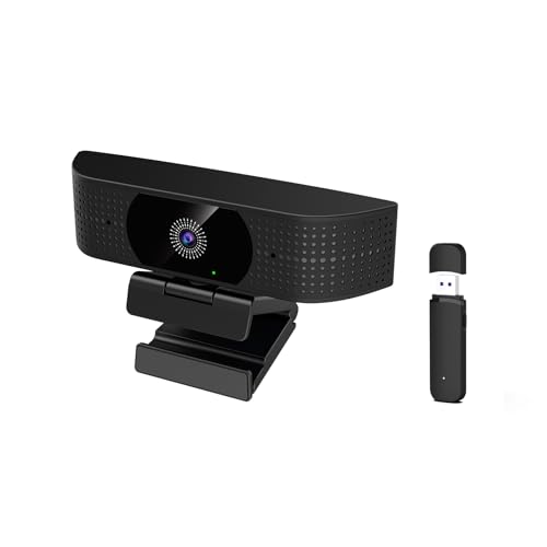 1080P Wireless Webcam for PC, Webcam with Noise-reducing Mic, 92°FOV，360° Rotation, Plug and Play, Wireless Camera Works with Skype, Zoom for Conference meetings, video calls (USB-powered Version) - color: Black