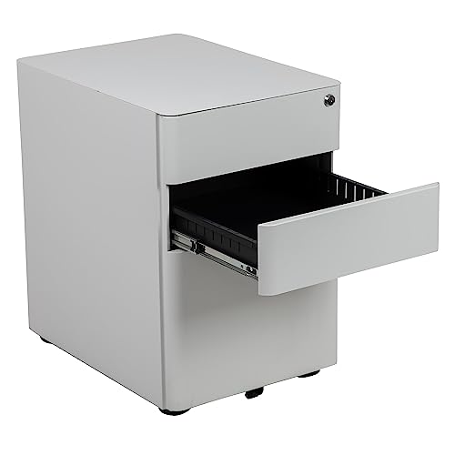 Flash Furniture 3-Drawer Locking Mobile Filing Cabinet, White - color: White, style: Modern