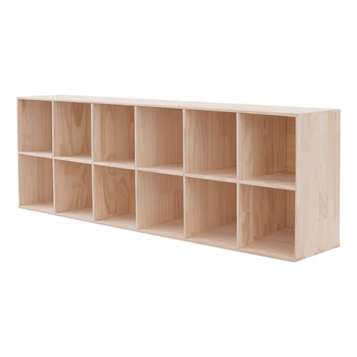 12 Cube Storage Organizer - Solid Wood Bookshelf for Bedroom, Living Room | Vertical or Horizontal Bookshelf Organizer | Open Book Shelf | Easy Assembly | 70.87''Lx11.81''Wx23.62''H (12-Cube) - size: 12-Cube