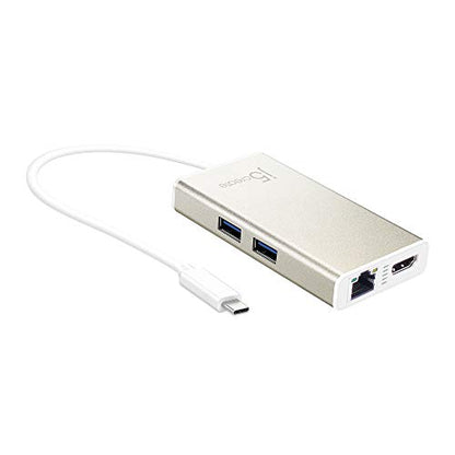 j5create USB C Hub Multi-Adapter Docking Station with HDMI 4K, 2X USB 3.1 | SuperSpeed Ports, Ethernet, Power Delivery 2.0 (JCA374)