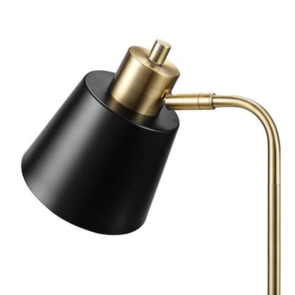 Globe Electric 18" Matte Brass Desk Lamp with Matte Black Metal Shade | Adjustable pivot joint, metal shade, rotary switch, requires 1 E26 60W bulb (sold separately), 61000055 - color: Matte Black Metal