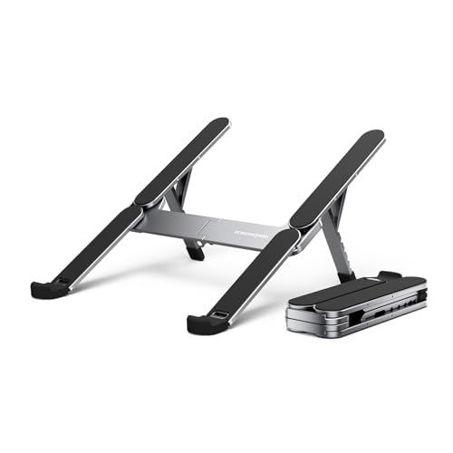 Portable Laptop Stand, Foldable Laptop Riser for Desk, 6-Level Adjustable Ergonomic Computer Stand, Premium Aluminum Alloy Notebook Holder Compatible with 10-17 Inch Laptops & Tablets - color: SILVER