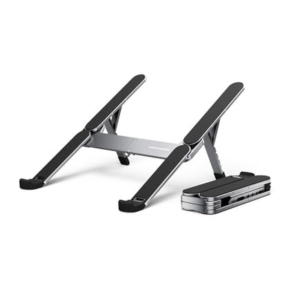 Portable Laptop Stand, Foldable Laptop Riser for Desk, 6-Level Adjustable Ergonomic Computer Stand, Premium Aluminum Alloy Notebook Holder Compatible with 10-17 Inch Laptops & Tablets - color: SILVER