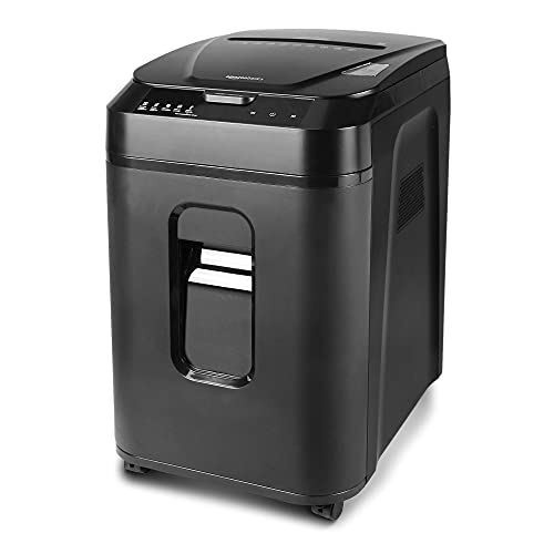 Amazon Basics 150-Sheet Autofeed Micro-Cut Paper and Credit Card Shredder, High Security Level P-4 with 8.5-Gallon Bin, 60-Minute Continuous Run Time, Black - size: 150 Sheet