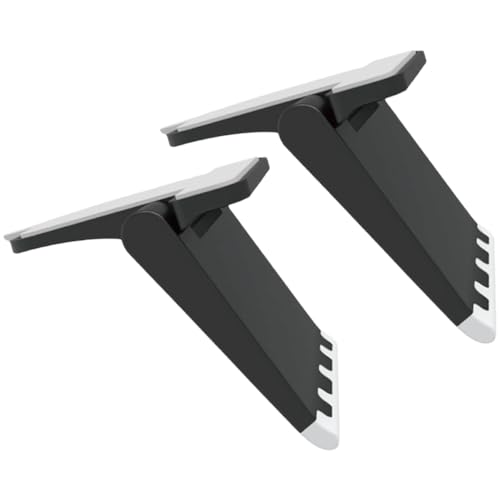 KALLORY 2pcs Portable Laptop Stand Cooling Riser for Notebooks, Foldable Adjustable Black Laptop Rack with Ventilated Support Feet for Desk and Travel Use