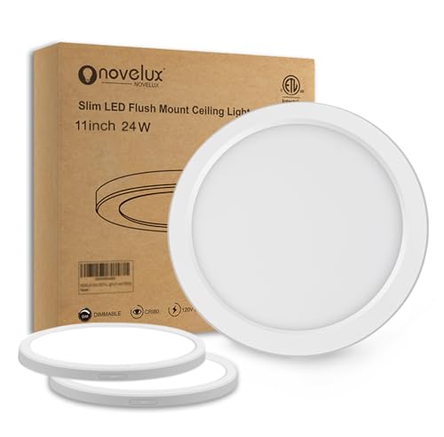 ETL Certified 11 inch Ceiling Light Flush Mount, Ultra Slim 0.63" Thick Round Flat LED Ceiling Lamp Dimmable 5000K Ceiling Light Fixtures for Bathroom, Kitchen, Bedroom, 3 Pack White - color: 3 Pack White, size: 11 inch