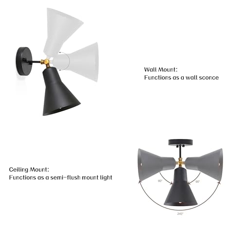 LALUZ Black Wall Sconce with Swing Arm, Adjustable Modern Farmhouse Wall Light with Gold Accent for Bedroom, Kitchen, Bathroom, Bedside Reading - size: 12" W Gold Accent