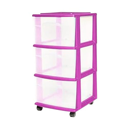 HOMZ Drawer Tower, 3-Tier Storage Cart w/Removable Wheels, Purple, 2 Pack - color: Purple, size: 2 Pack