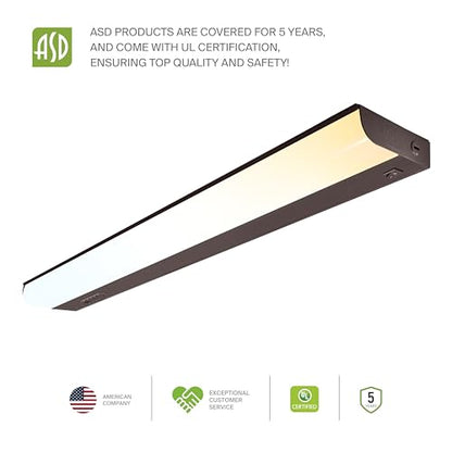ASD LED Under Cabinet Lighting Hardwired, 24 Inch 12W 2700K-5000K Selectable, 1051LM, CRI90+, Direct Wire Linkable Under Counter Lights for Kitchen, Dimmable Under Cabinet Lights, Bronze, UL, 12 Pack - color: 24 Inch Bronze, size: 12 Pack