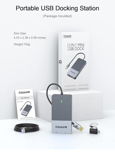 USB 3.0 Laptop Docking Station Triple Display 2 HDMI VGA Dual Monitor Hub - color: Classic Gray