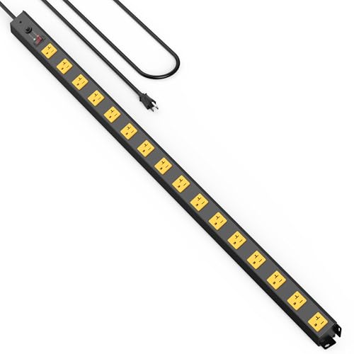 HHSOET 16 Outlet Long Power Strip, 12 Gauge Extension Cord. Yellow, 4FT. - color: Yellow, size: 4ft