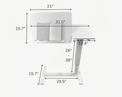 Height Adjustable Overbed Table with Wheels Mobile Rolling Bedside Desk, Tilting Laptop Stand & Tray Table for Bed, Sofa and Hospital Use(White+Tilting) - color: White+tilting