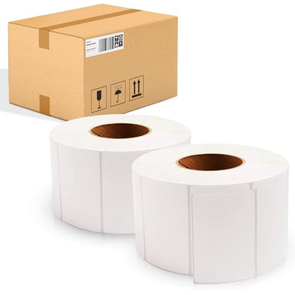 ABC PACK & SUPPLY Thermal Transfer Labels 4 x 2.5 Inch, White Matte Shipping Labels, 3" Core, Perforated, 2325 Labels per Roll, 4 Rolls, Permanent Adhesive, Industrial Printer Compatible - style: 4" x 2.5" / 9300 Pack