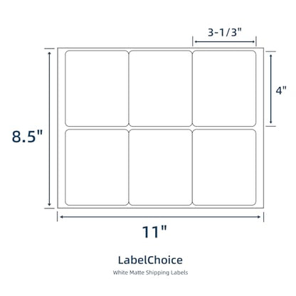 500 Sheets 3000 Pcs 3-1/3 x 4 6 Up Shipping Address Labels for Laser & Inkjet Printers, 3-1/3" x 4" 6 per Sheet Shipping Mailing Stickers, 6 Labels per Page - size: 4"x3-1/3"---500P
