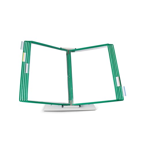 Tarifold Desktop Reference Organizer & Display System, 10 Double-Sided Pockets, 20 Sheet Capacity, Expandable, Durable Steel Wire Frames, Letter Size, Made in France, Green - color: Green, size: 10 Pockets
