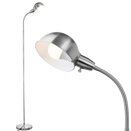 LALISU Modern Metal Reading Standing Floor Lamp with Rotatable Shade,Sliver - color: Silver