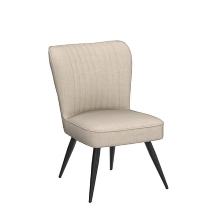 Alunaune Accent Chair Set of 2 Upholstered Living Room Chairs Modern Bedroom Furniture Sets Armless Slipper Club Chair Guest Reception Couch Comfy Wingback Single Sofa-Ivory - color: Ivory