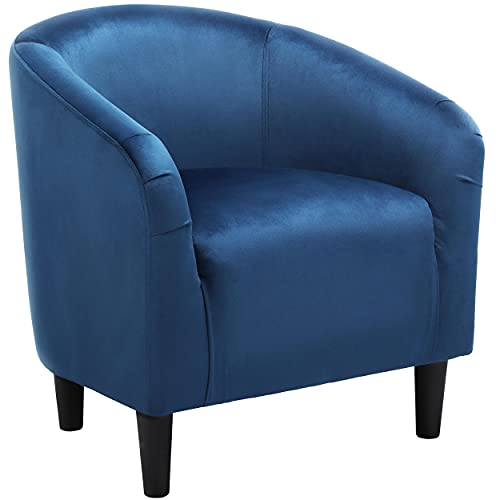 Yaheetech Velvet Accent Chairs, Compact Furry Barrel Chairs with a Curved Silhouette for Small Spaces, Living Room, Bedroom, Pagoda Blue - color: Pagoda Blue (Velvet), style: without Ottoman