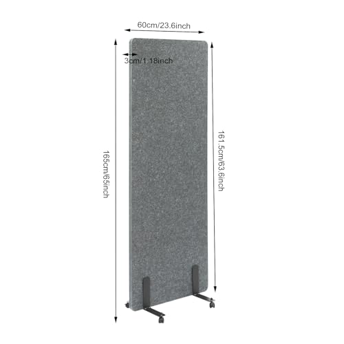 Office Partition, 24 x 66 Room Divider Large Privacy Screen Portable Partition Wall, Free Standing Office Divider Screen for Home Office Dorm Decor (Light Grey)