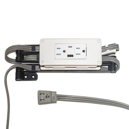 Low Profile Combo (1) USB-A (1) USB-C (2) 15 Amp in Drawer Docking Station Outlet Plugs with Retractable arm - size: (1) USB-A (1) USB-C, style: Low Profile