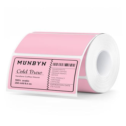MUNBYN 4x2 Thermal Labels, 500 Sheets/1 Roll, Pink - color: Pink, size: 4x2"
