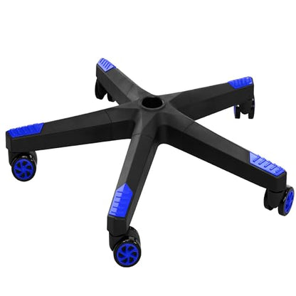 28" Heavy Duty Nylon Gaming Office Chair Base Replacement Part with Wheels | Computer Chair Base Legs with 5 Casters - color: Blue